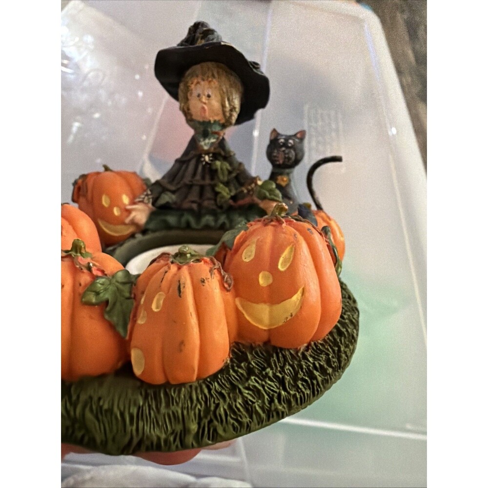 The Kathy Hatch Collection Candle Capper Halloween Witch Pumpkin Design - Picture 2 of 5